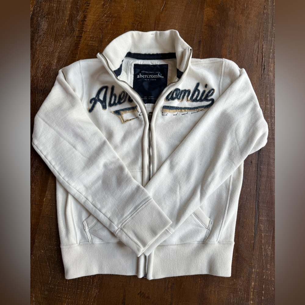 Abercrombie Kids White Zipper Jacket/Sweatshirt